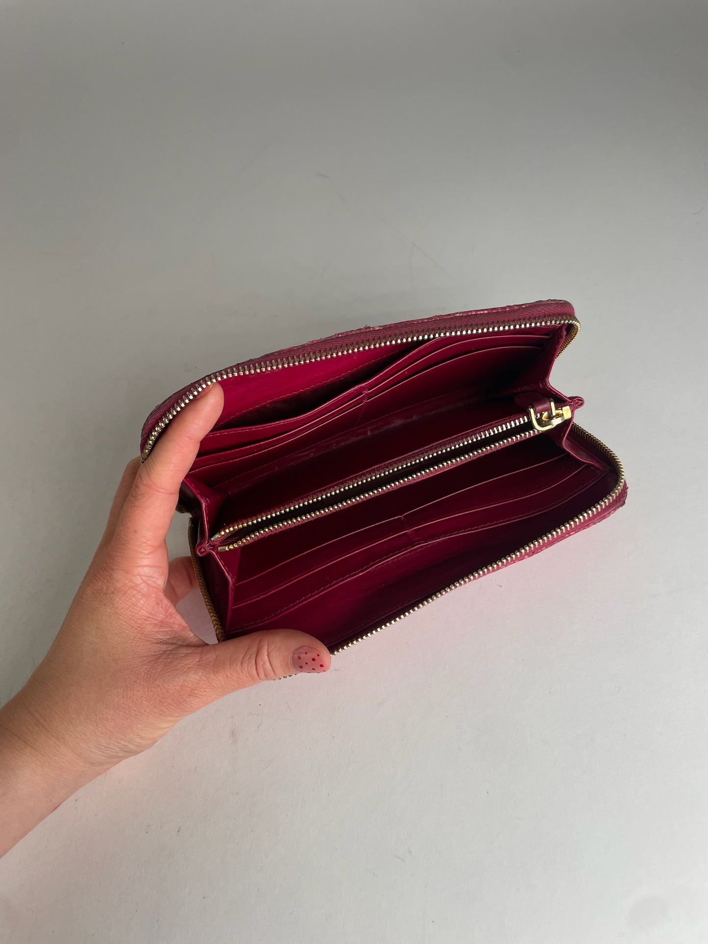 Vintage Miu Miu Snake Emblossed Leather Wallet Pink