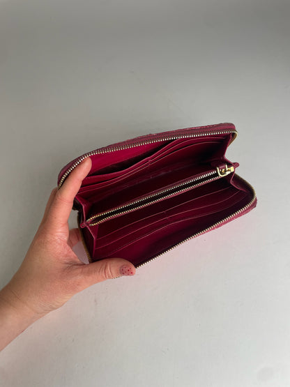 Vintage Miu Miu Snake Emblossed Leather Wallet Pink