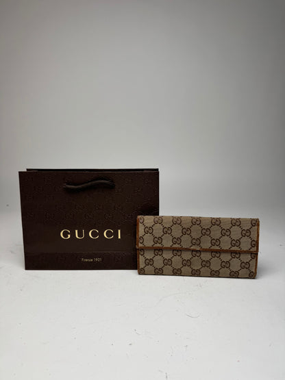Vintage Gucci Monogram Wallet beige brown