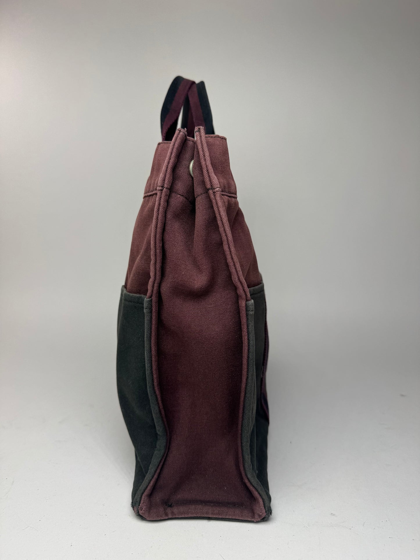 Sac fourre-tout vintage en coton Hermès violet noir