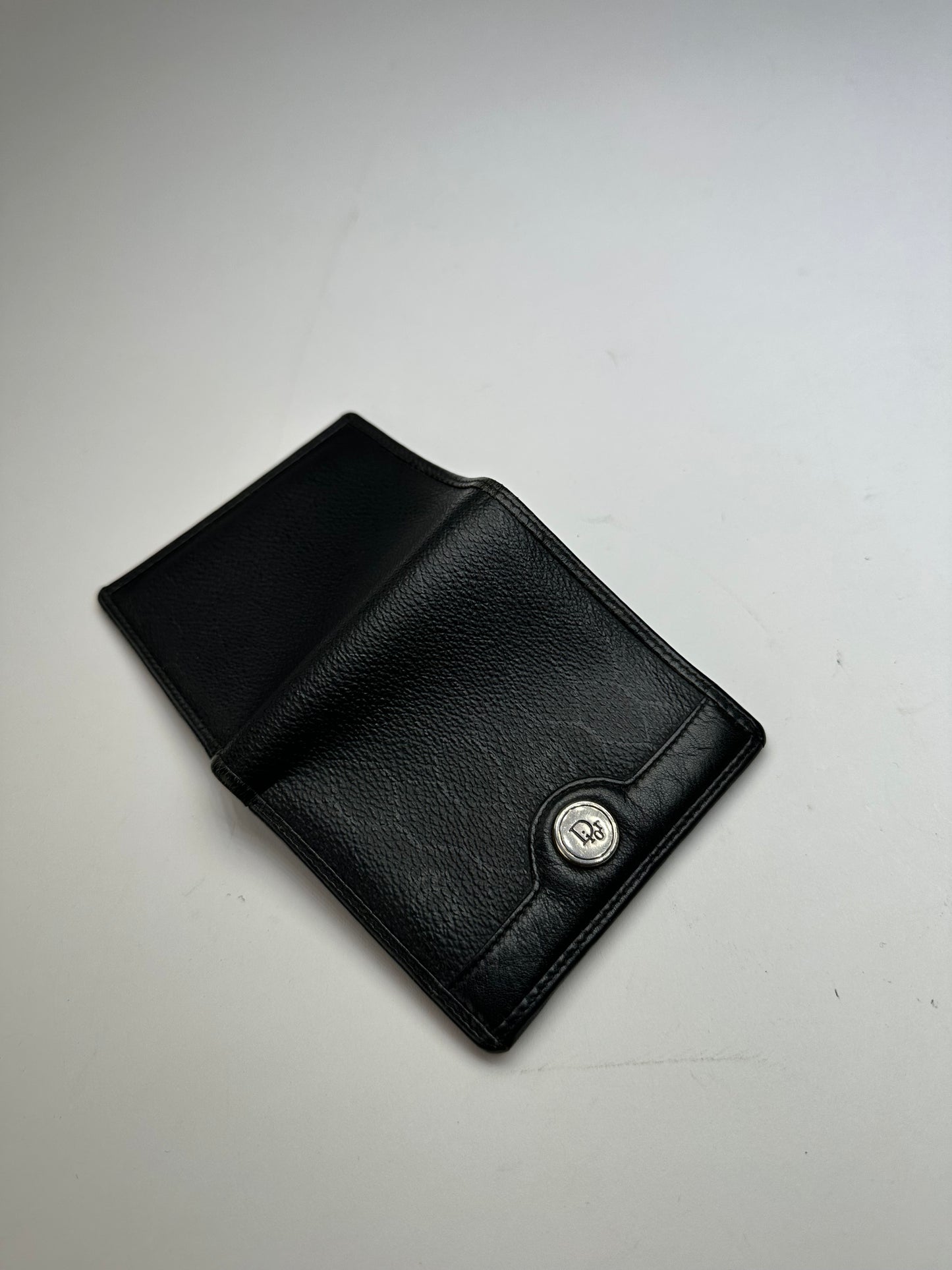 Vintage Dior Leather Wallet Black Silver c. 2000