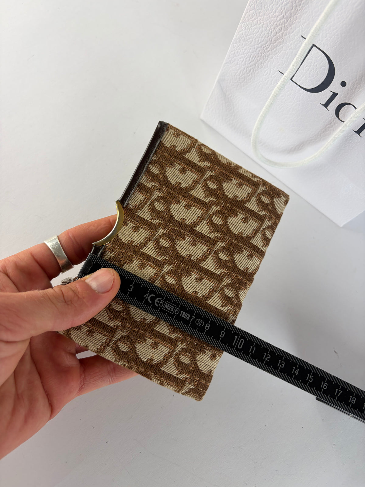 Vintage Dior Oblique Jacquard Flap Wallet Late 1970s Beige Brown