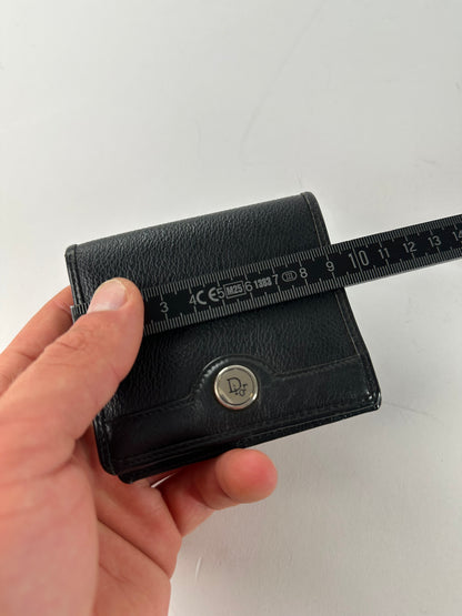 Vintage Dior Leather Wallet Black Silver c. 2000