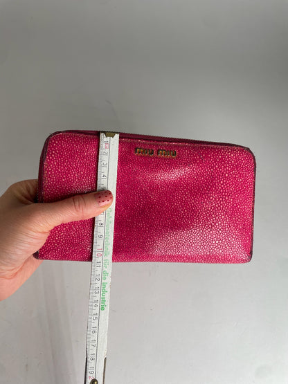 Vintage Miu Miu Snake Emblossed Leather Wallet Pink