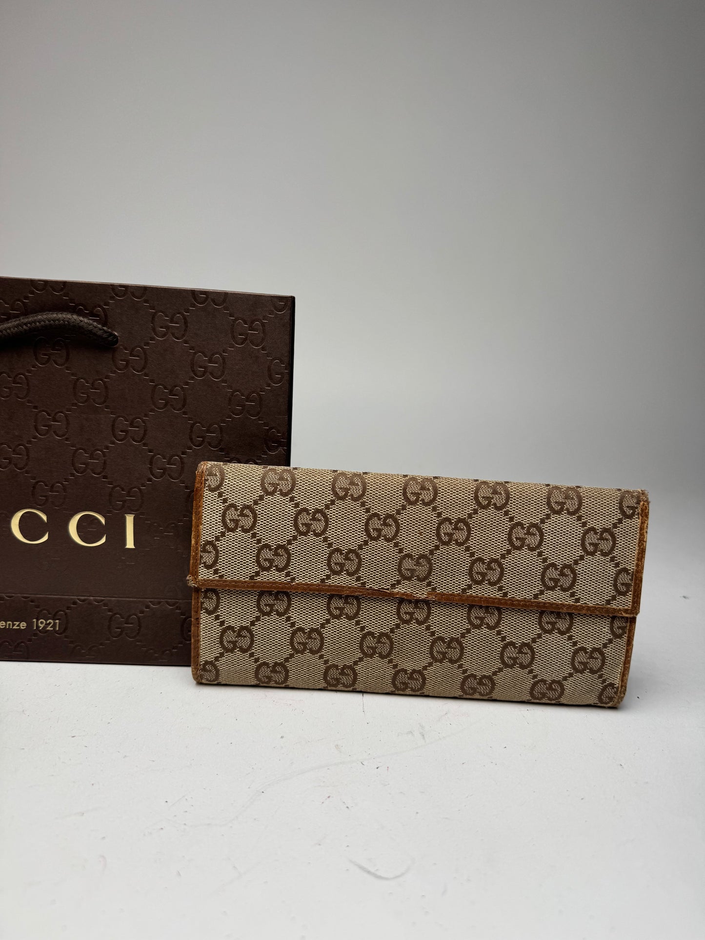 Vintage Gucci Monogram Wallet beige brown