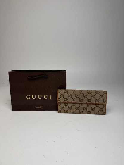 Vintage Gucci Monogram Wallet beige brown