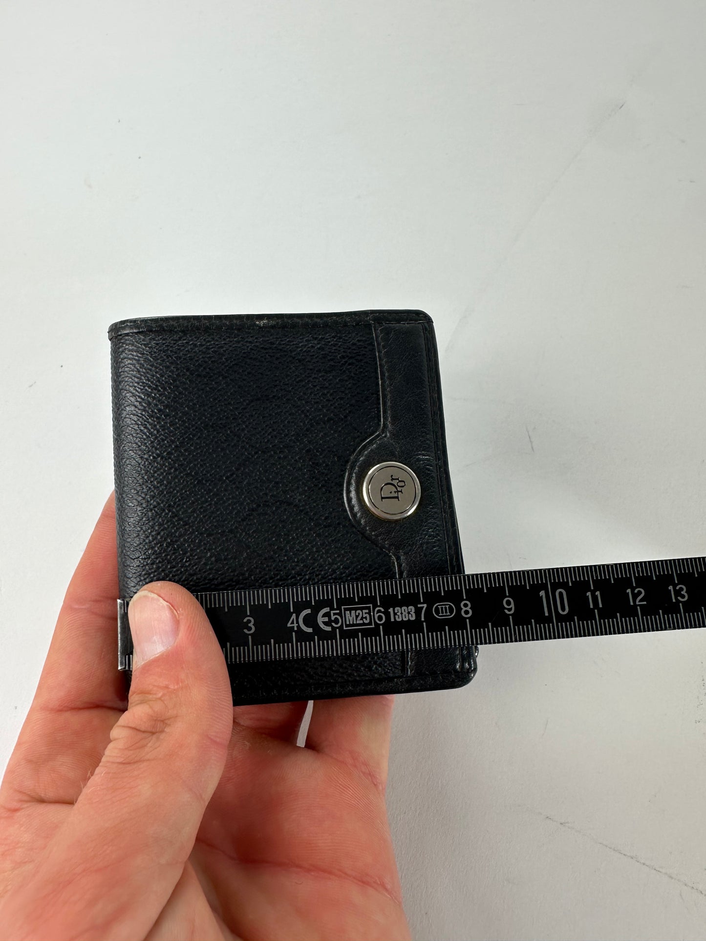 Vintage Dior Leather Wallet Black Silver c. 2000
