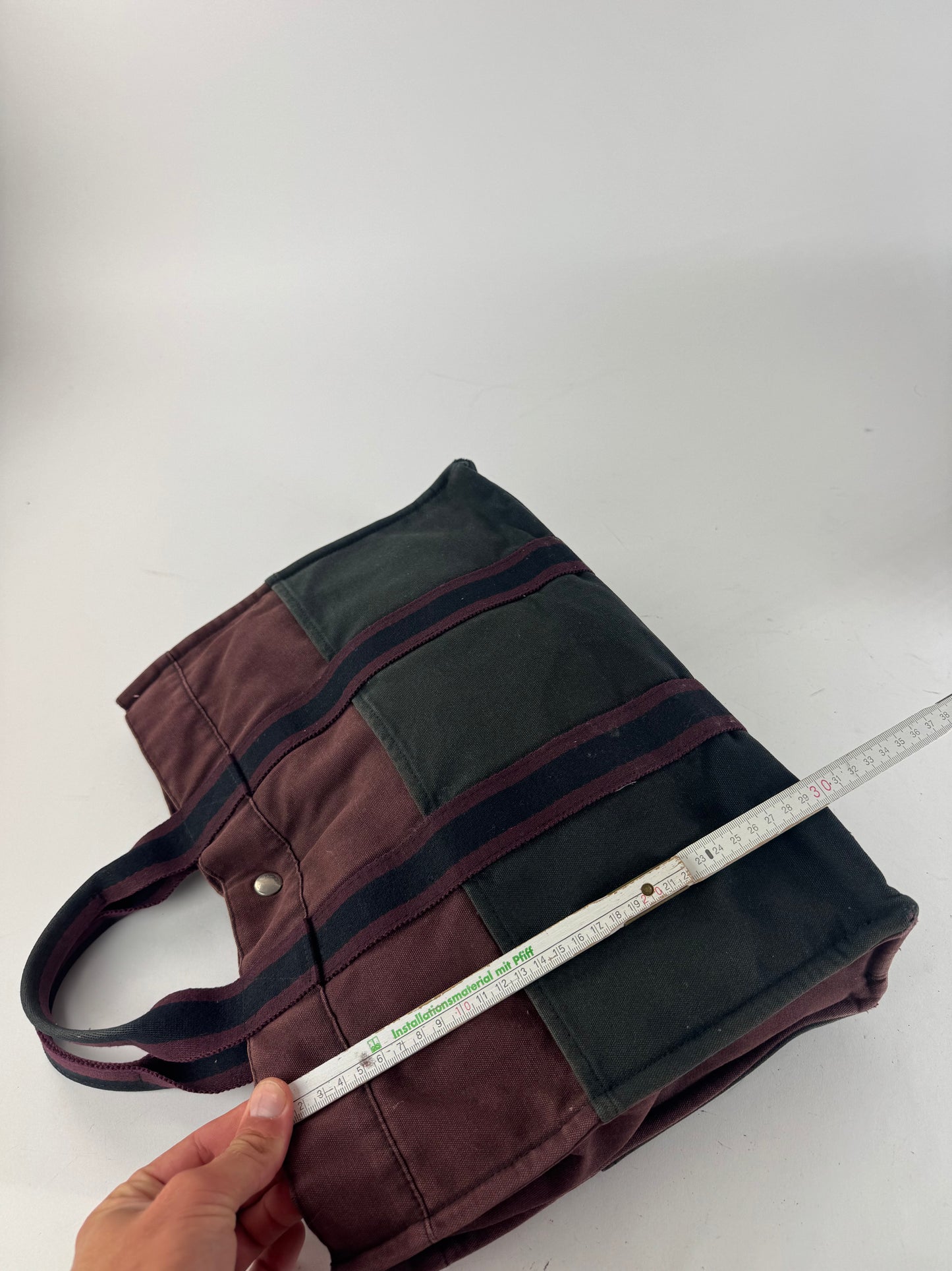 Sac fourre-tout vintage en coton Hermès violet noir