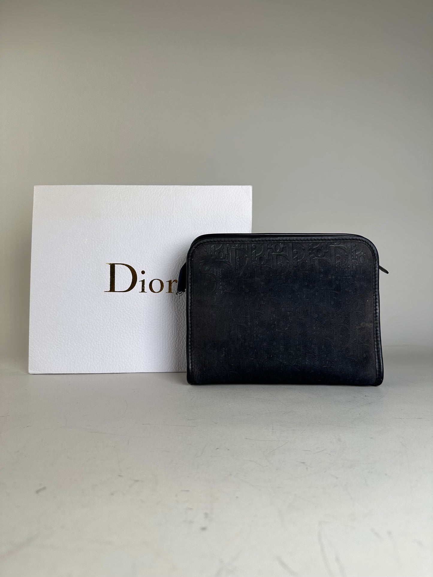 Vintage Dior Smooth Leather Pouch Black Silver