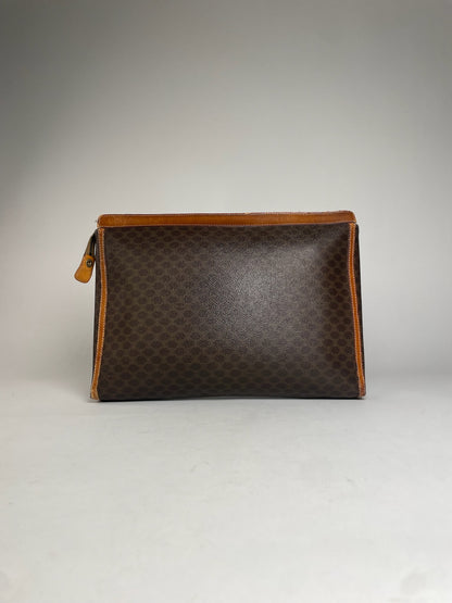 Vintage Celine Paris Monogram Leather Clutch Brown