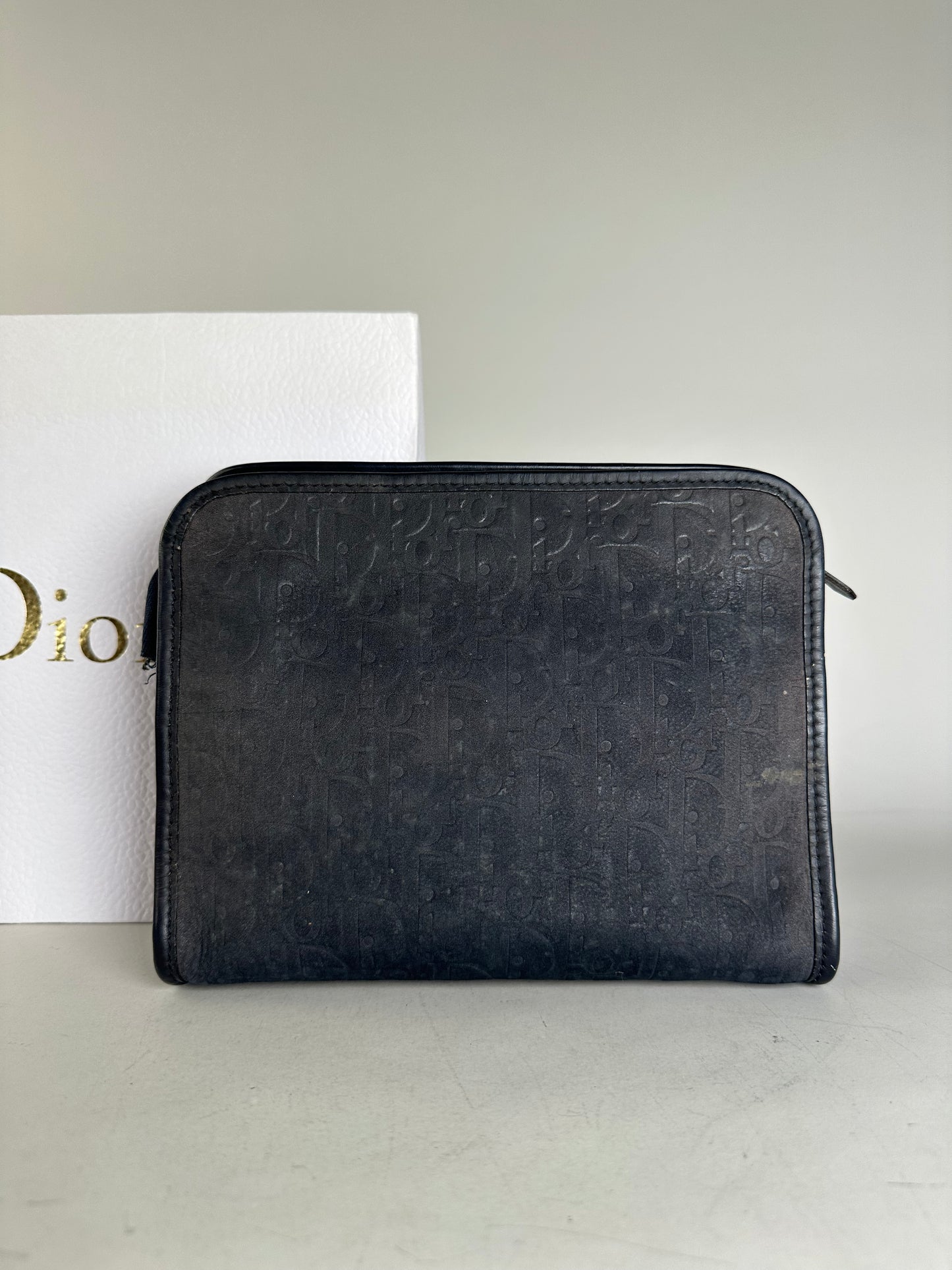 Vintage Dior Smooth Leather Pouch Black Silver