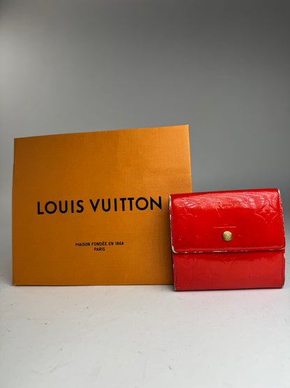 Vintage Louis Vuitton Vernis Leather Wallet red
