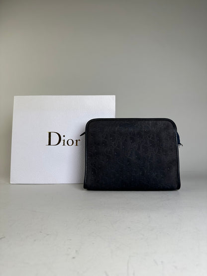Vintage Dior Smooth Leather Pouch Black Silver