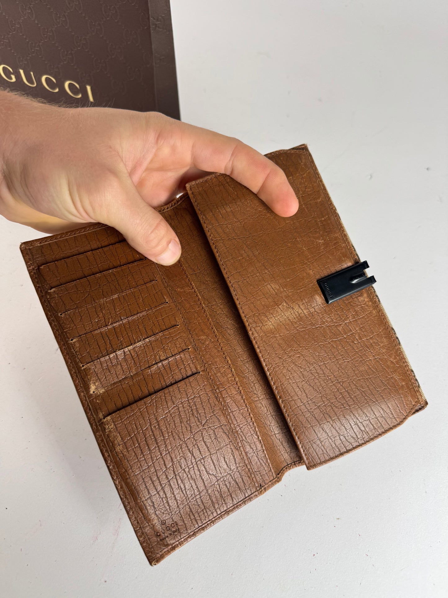 Vintage Gucci Monogram Wallet beige brown