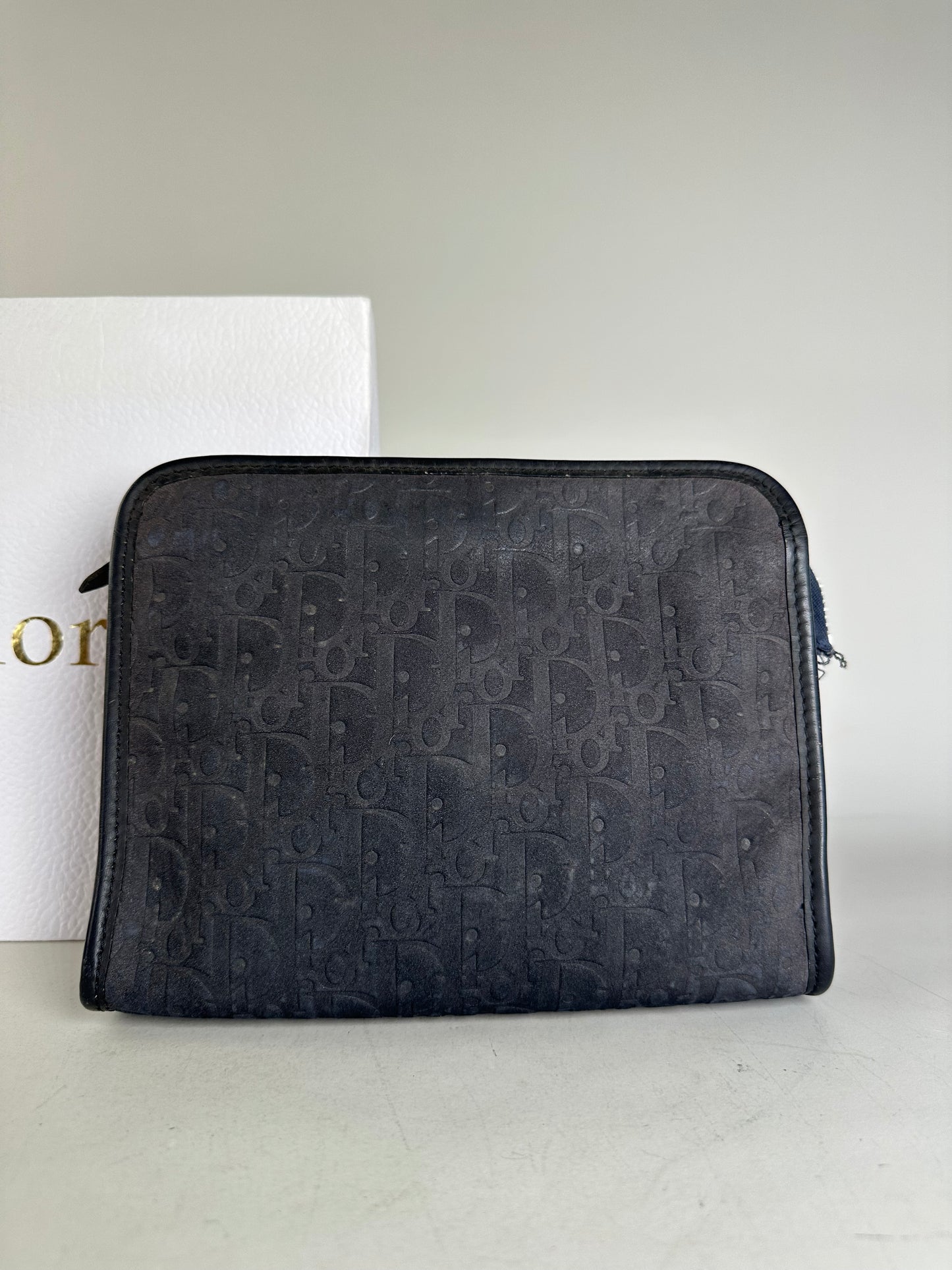 Vintage Dior Smooth Leather Pouch Black Silver