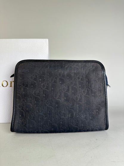 Vintage Dior Smooth Leather Pouch Black Silver