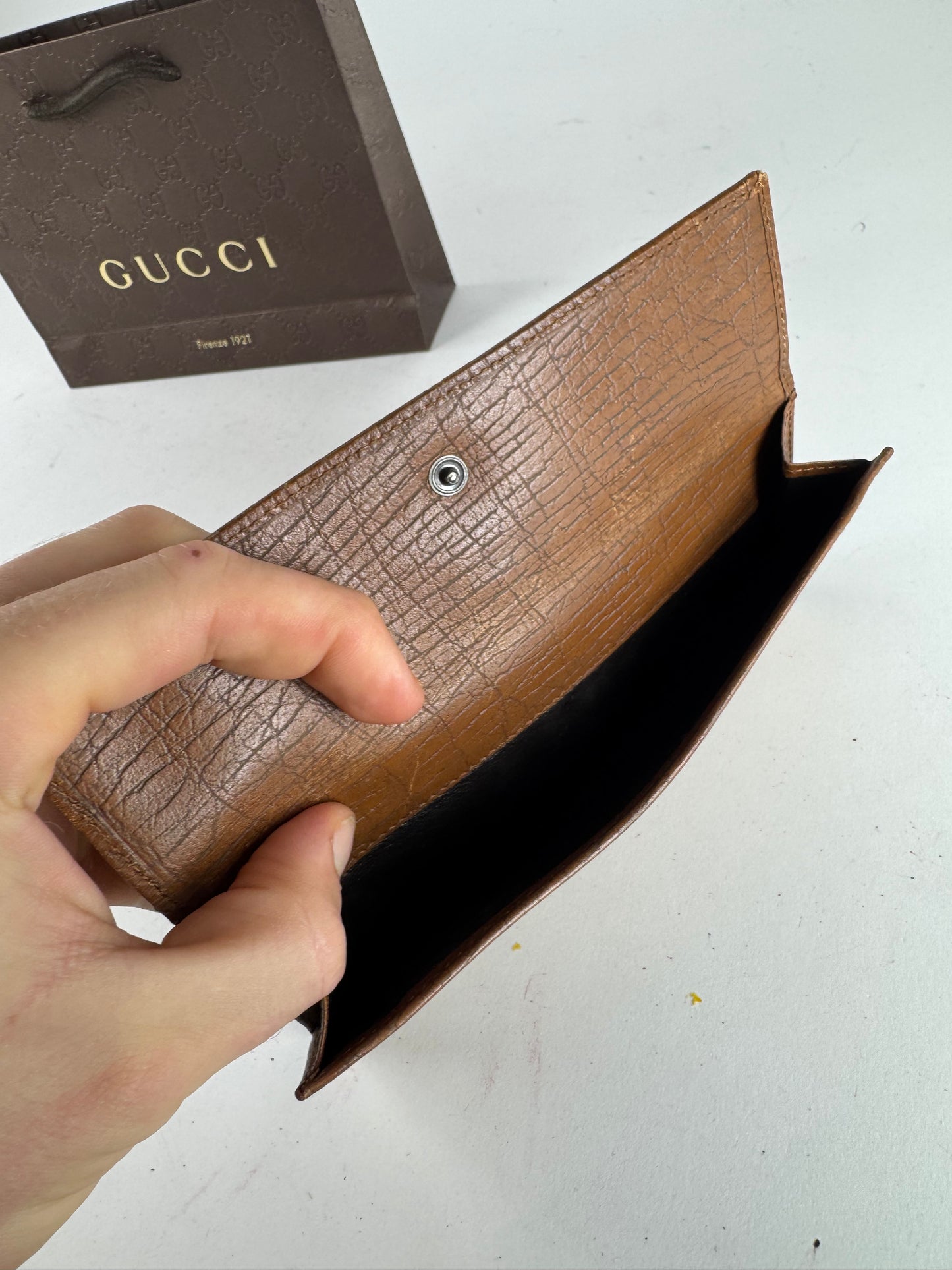 Vintage Gucci Monogram Wallet beige brown
