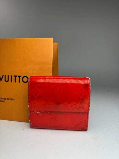 Vintage Louis Vuitton Vernis Leather Wallet red