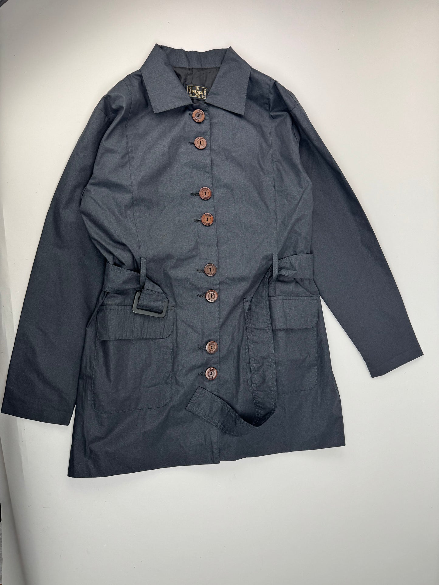 Vintage Fendi Roma Trenchcoat Anthrazit M
