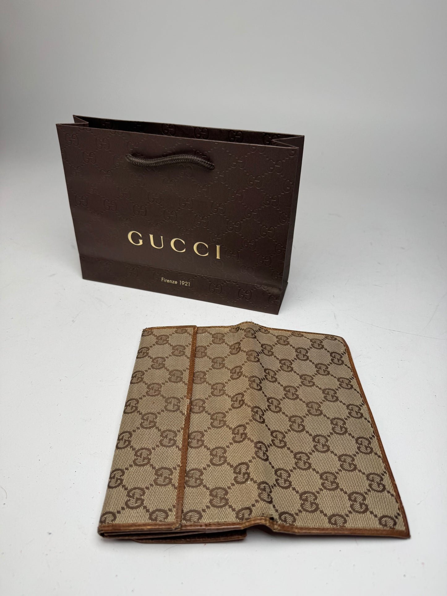 Vintage Gucci Monogram Wallet beige brown