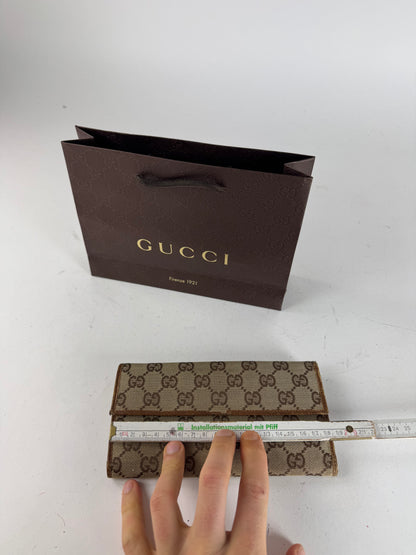 Vintage Gucci Monogram Wallet beige brown