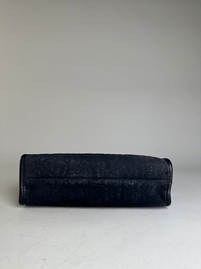 Vintage Dior Smooth Leather Pouch Black Silver