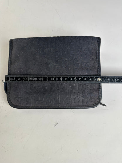 Vintage Dior Smooth Leather Pouch Black Silver