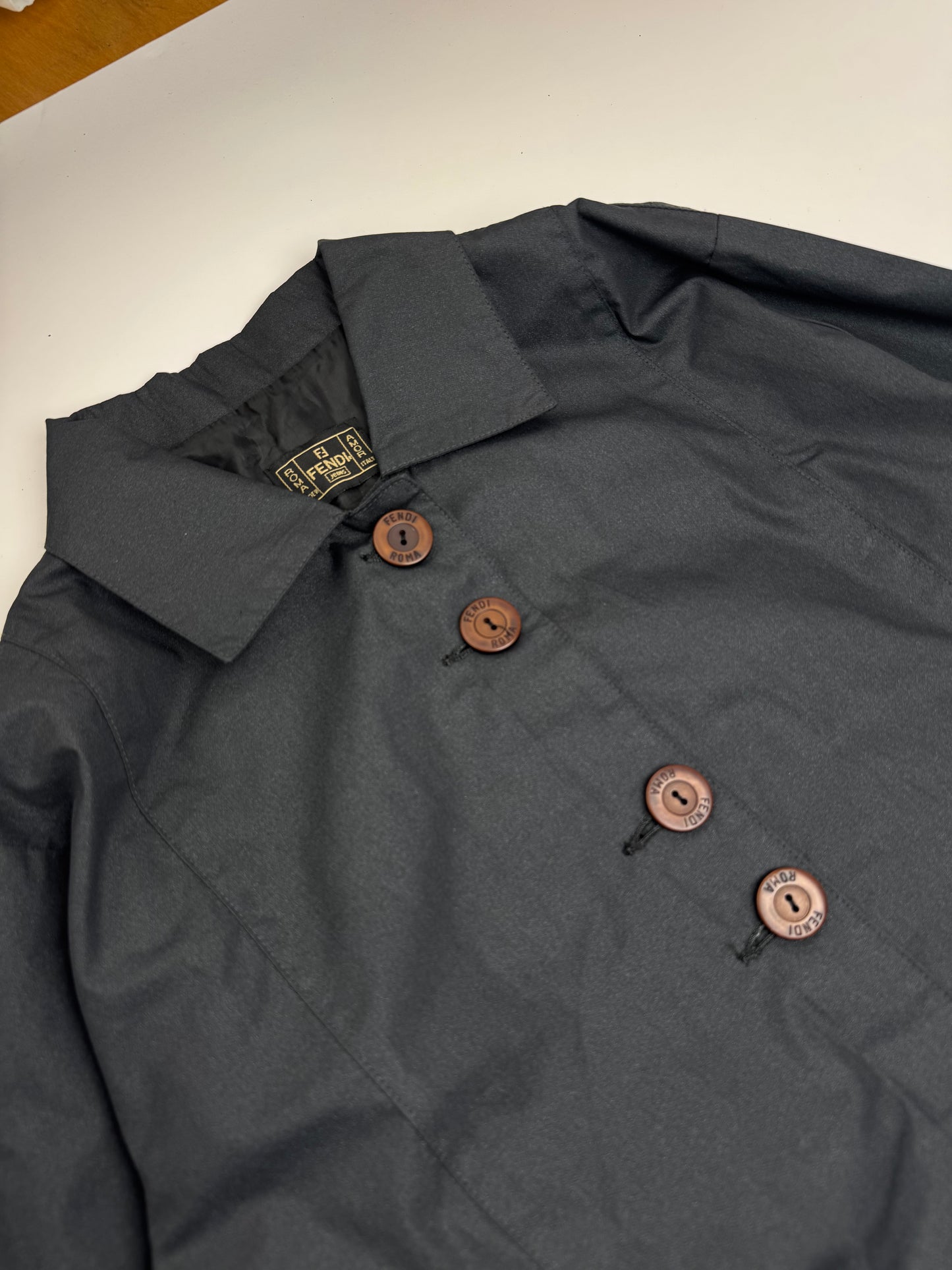 Vintage Fendi Roma Trenchcoat Anthrazit M