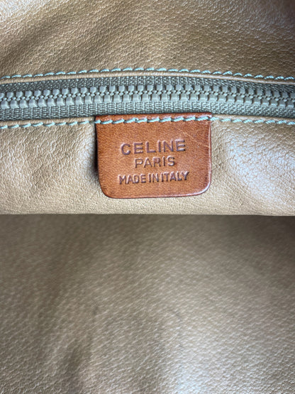 Vintage Celine Paris Monogram Leather Clutch Brown