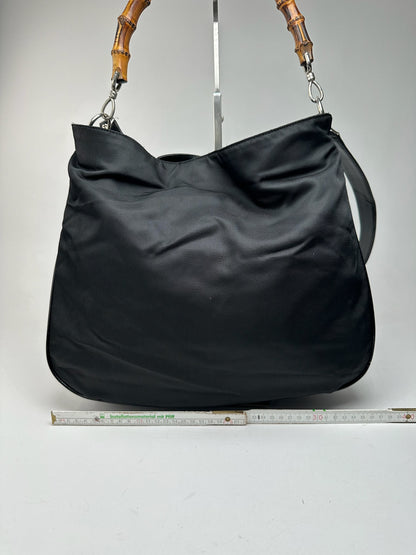 Sac vintage Gucci 2Way en toile de bambou noir