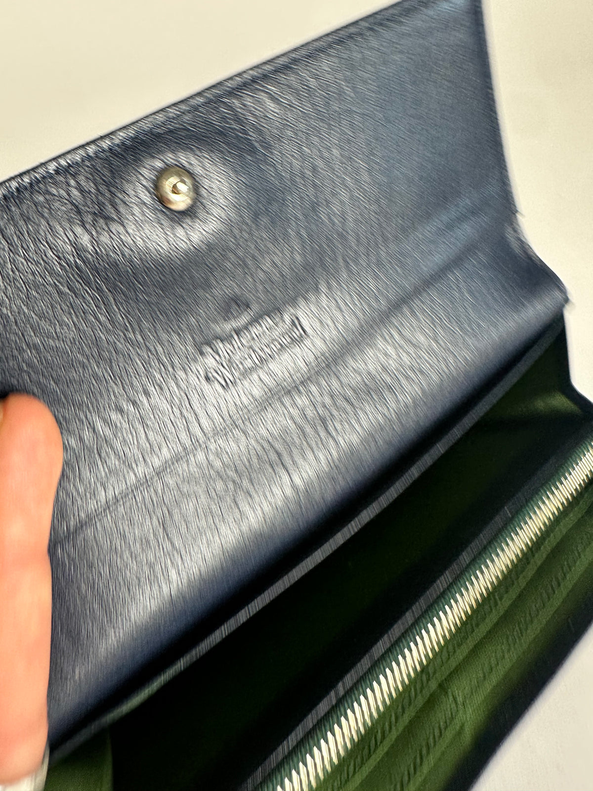 Vintage Vivienne Westwood Patent Tartan Bifold Wallet c. Mid-2000s Green Navy