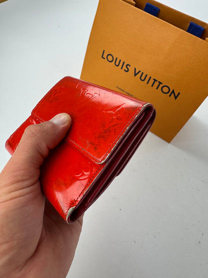 Vintage Louis Vuitton Vernis Leather Wallet red