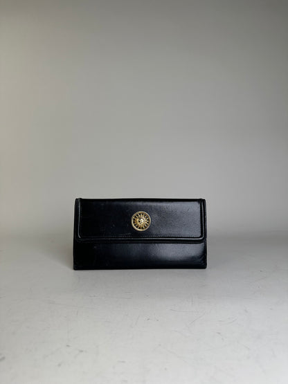 Vintage Gianni Versace Leather Wallet Black Gold