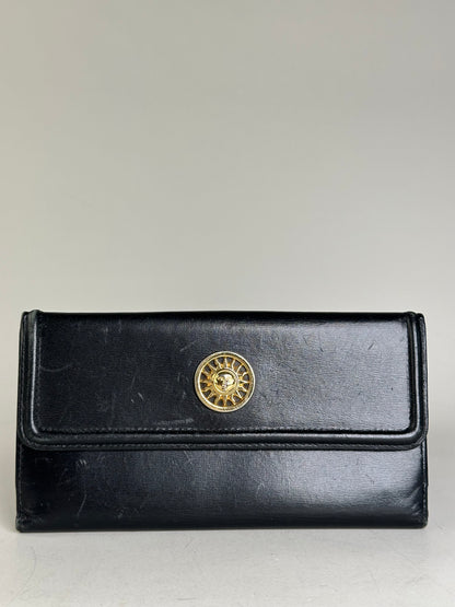 Vintage Gianni Versace Leather Wallet Black Gold