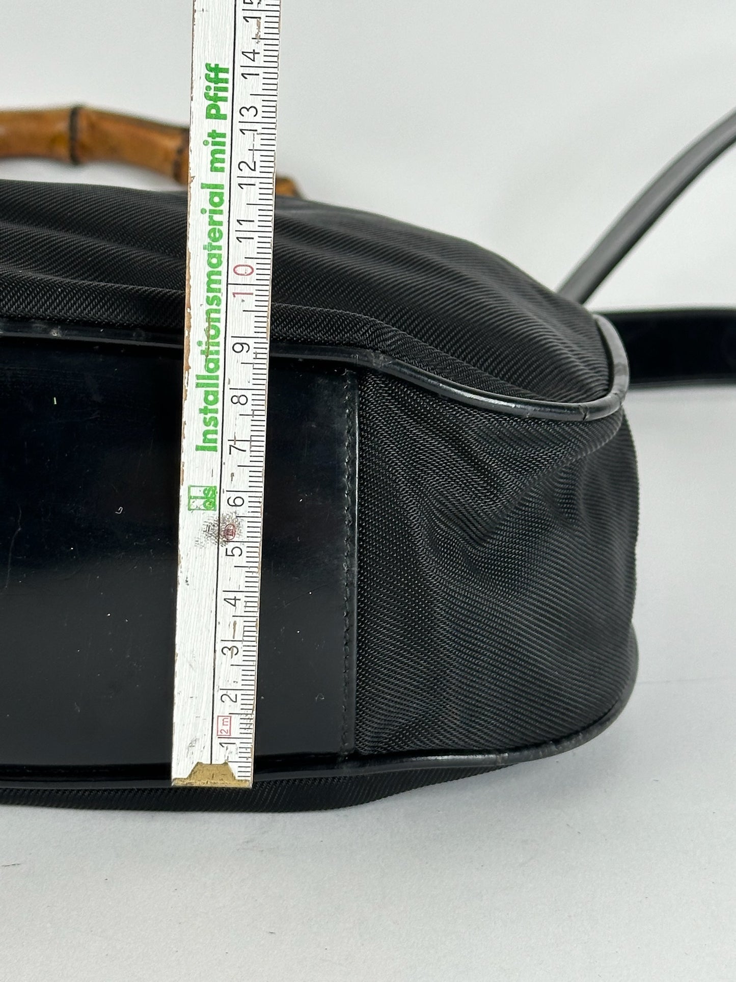 Sac vintage Gucci 2Way en toile de bambou noir