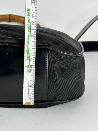 Sac vintage Gucci 2Way en toile de bambou noir