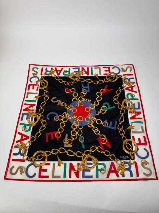 Vintage Celine Paris Silk Scarf Multicolor