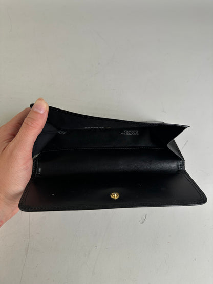Vintage Gianni Versace Leather Wallet Black Gold
