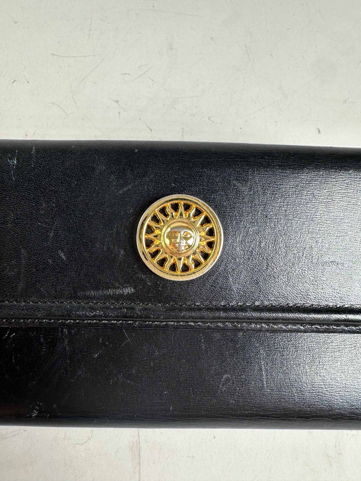 Vintage Gianni Versace Leather Wallet Black Gold