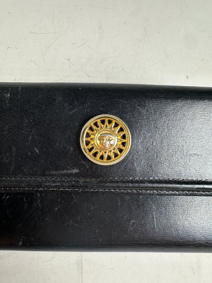 Vintage Gianni Versace Leather Wallet Black Gold