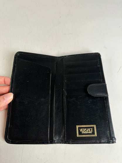 Vintage Gianni Versace Leather Wallet Black Gold