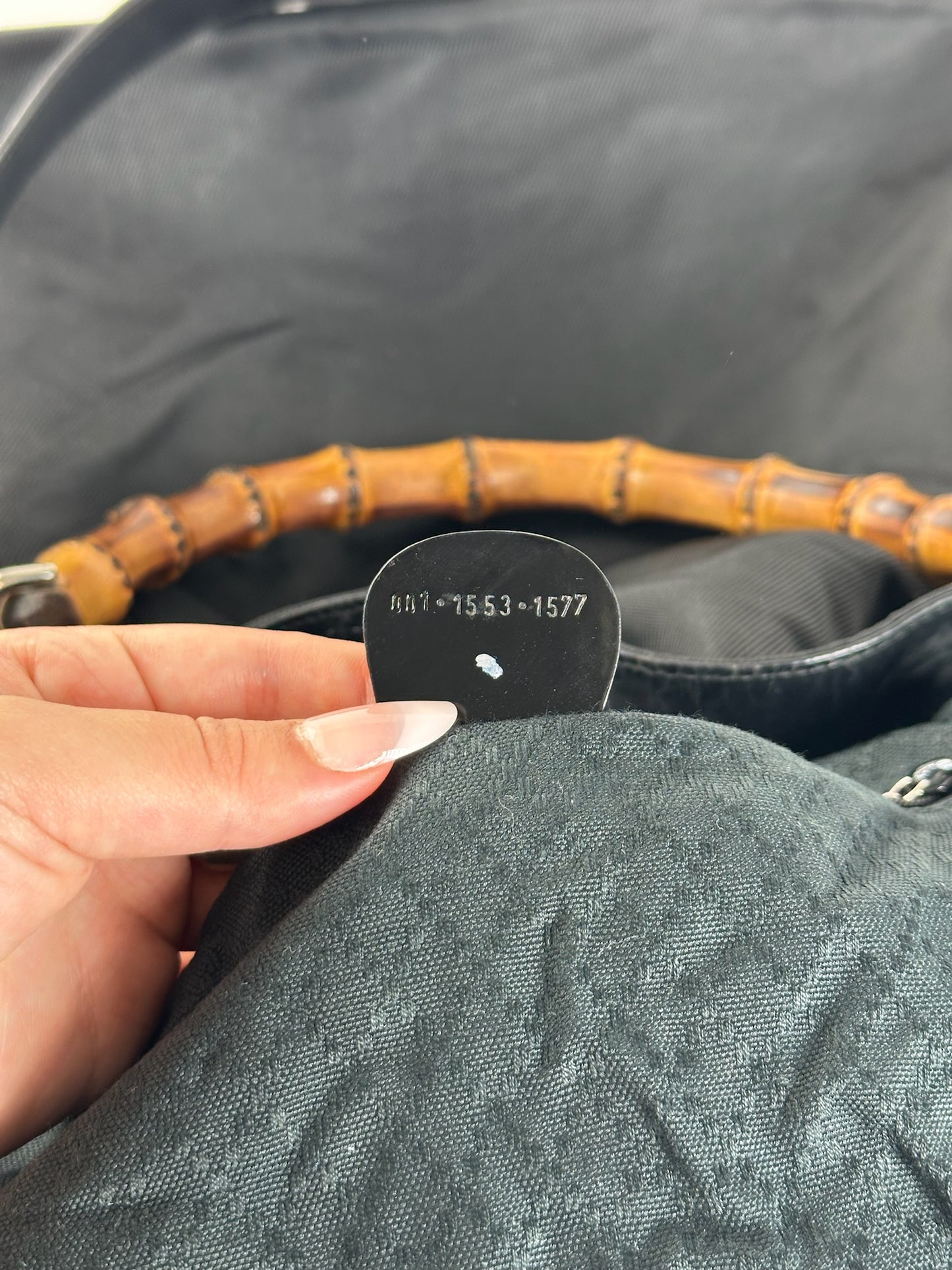 Sac vintage Gucci 2Way en toile de bambou noir