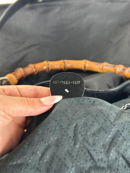 Sac vintage Gucci 2Way en toile de bambou noir