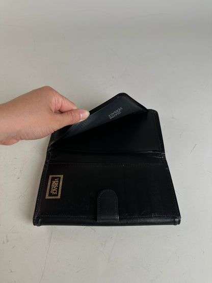 Vintage Gianni Versace Leather Wallet Black Gold