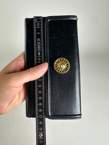 Vintage Gianni Versace Leather Wallet Black Gold