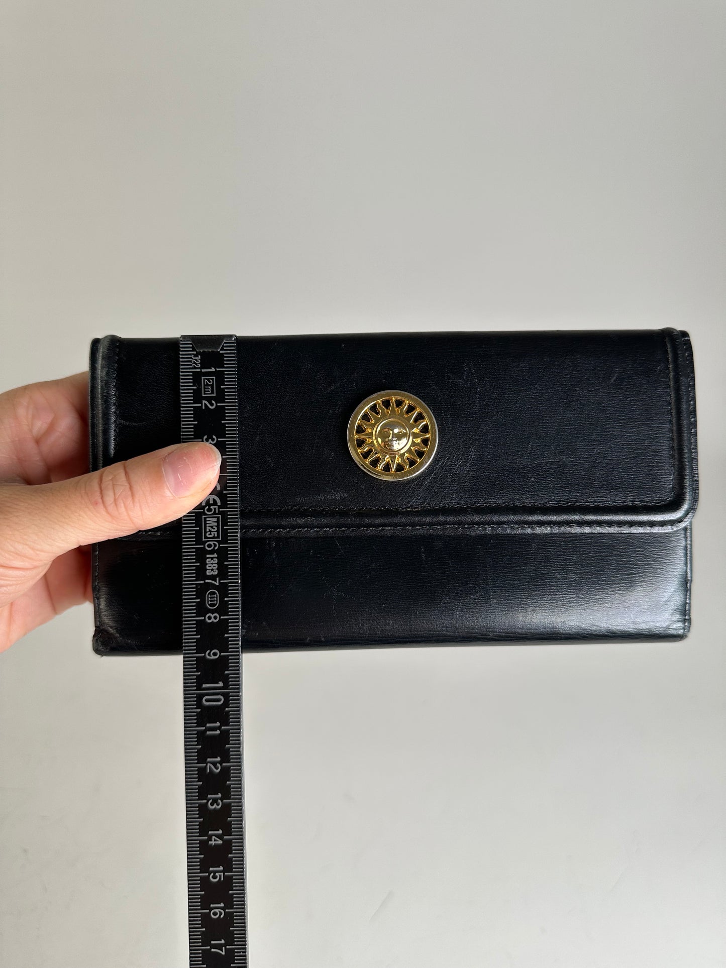 Vintage Gianni Versace Leather Wallet Black Gold