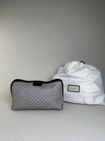 Vintage Gucci GG Supreme Cosmetic Bag Grey Navy