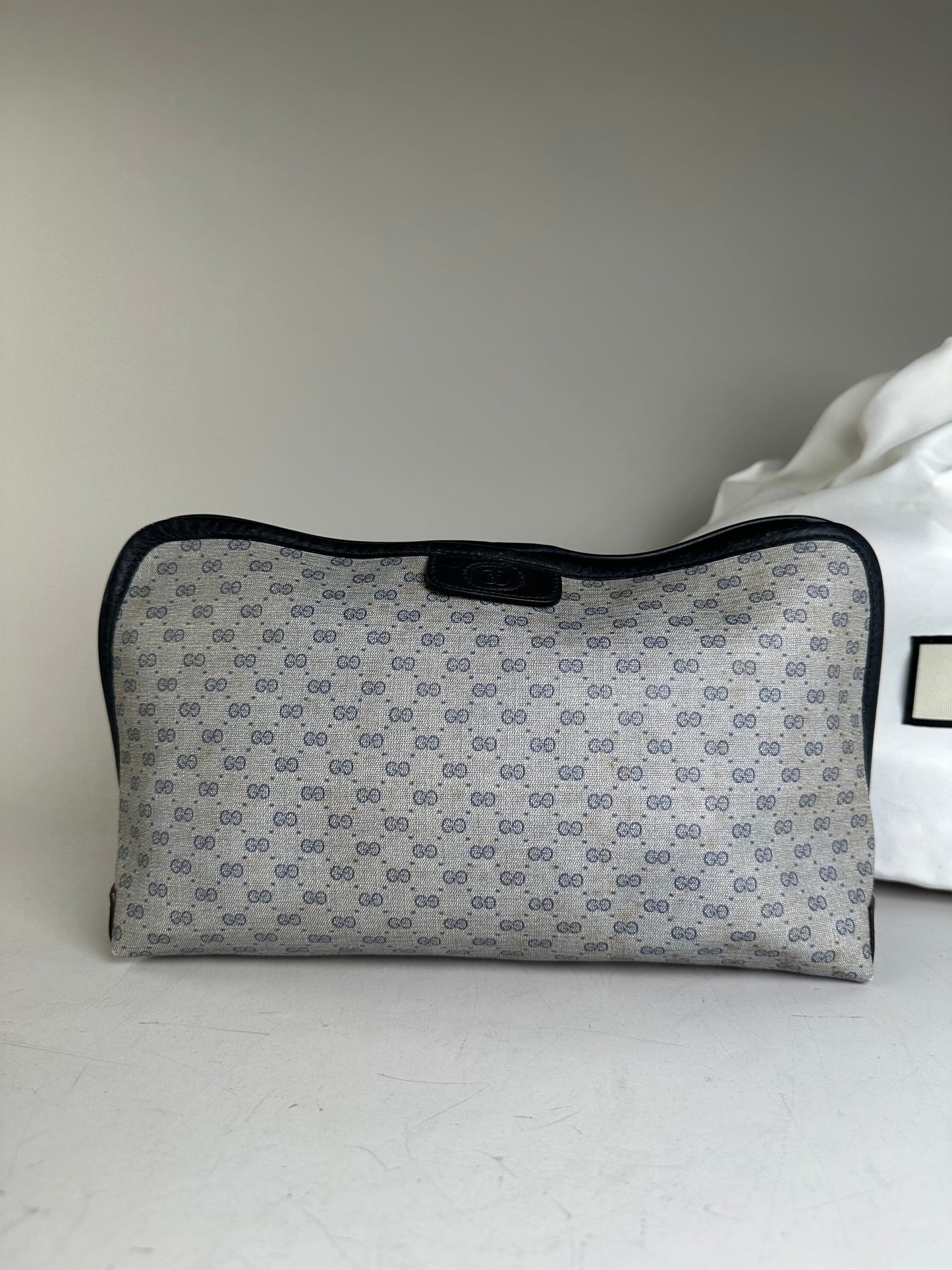 Vintage Gucci GG Supreme Cosmetic Bag Grey Navy