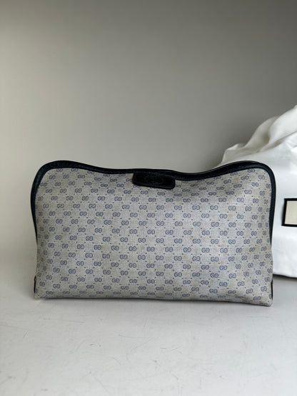 Vintage Gucci GG Supreme Cosmetic Bag Grey Navy