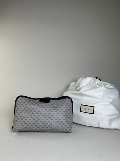 Vintage Gucci GG Supreme Cosmetic Bag Grey Navy